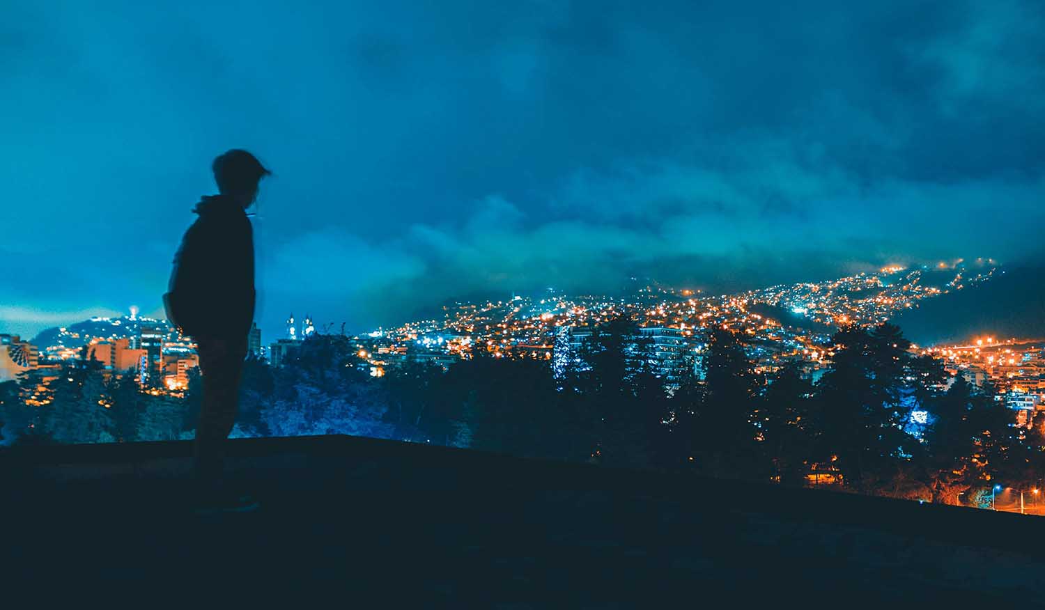 Ecuador photograph, night rooftop photography